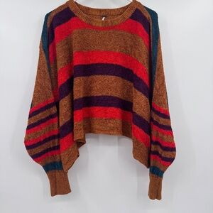 Free People Multicolor all about you  Striped Crew Neck Sweater